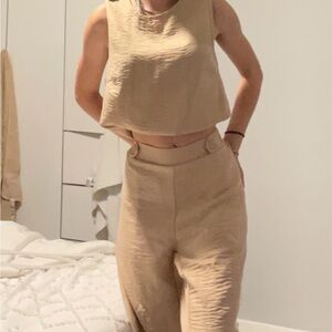 Women's Tan Pants & Jumpsuit Set